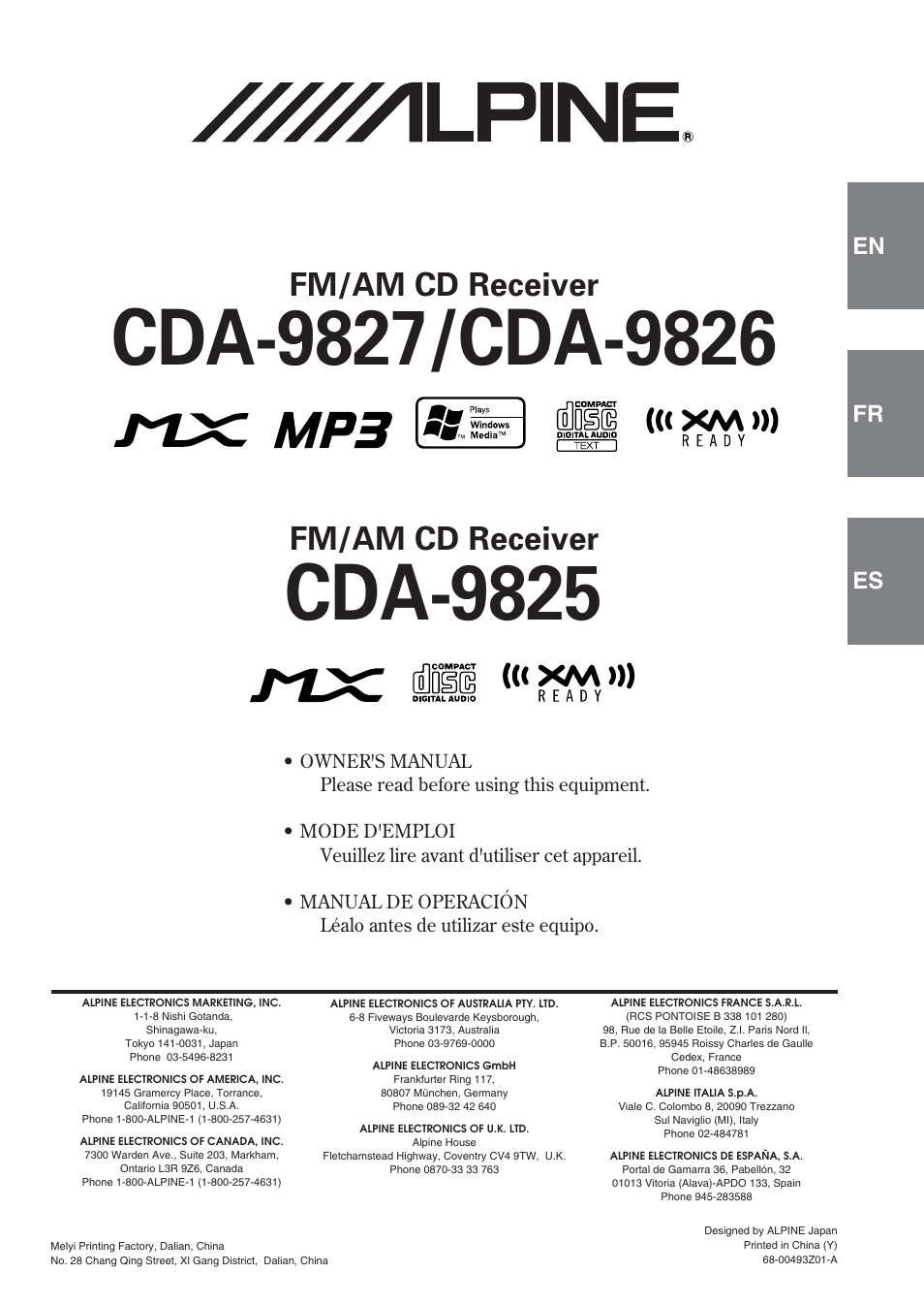Alpine cda-9825 User Manual | 40 pages
