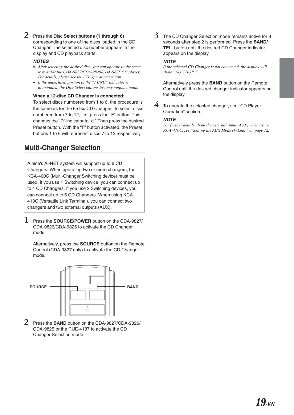 Multi-changer selection | Alpine cda-9825 User Manual | Page 21 / 40
