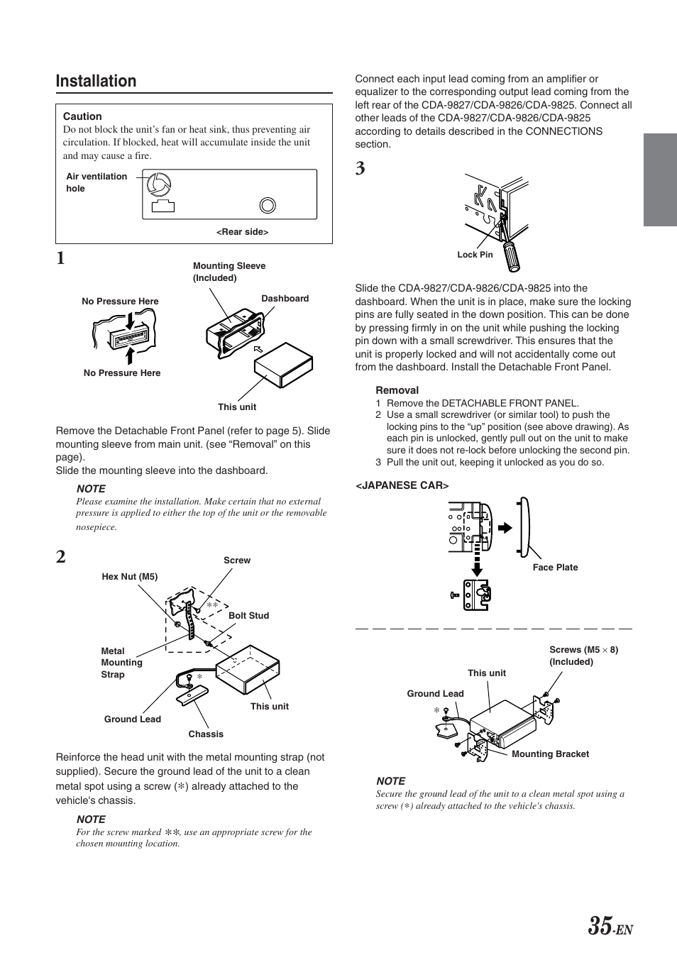 Installation | Alpine cda-9825 User Manual | Page 37 / 40