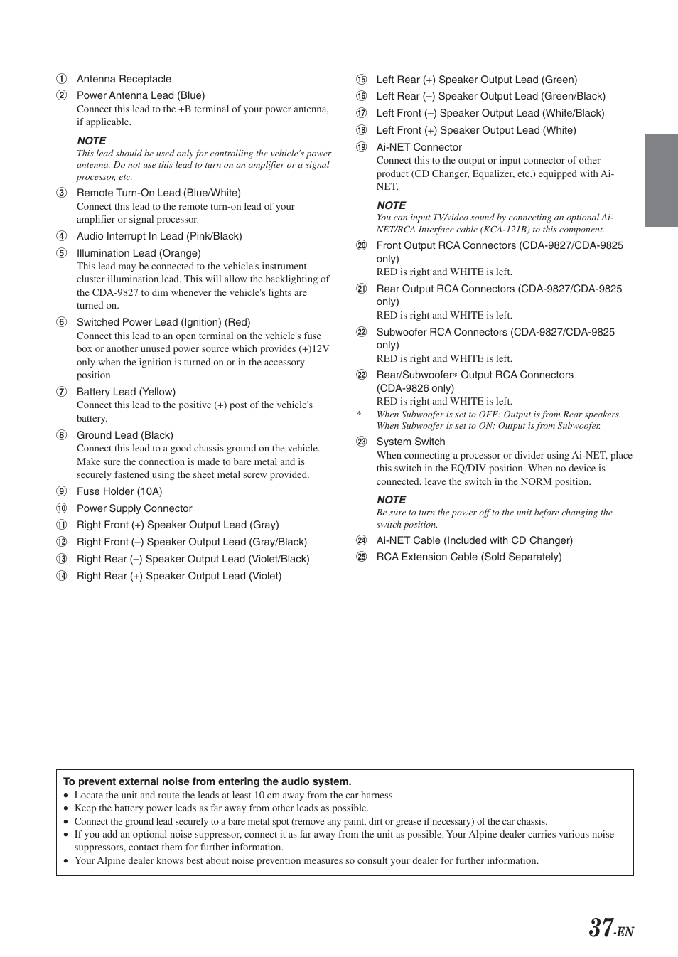 Alpine cda-9825 User Manual | Page 39 / 40
