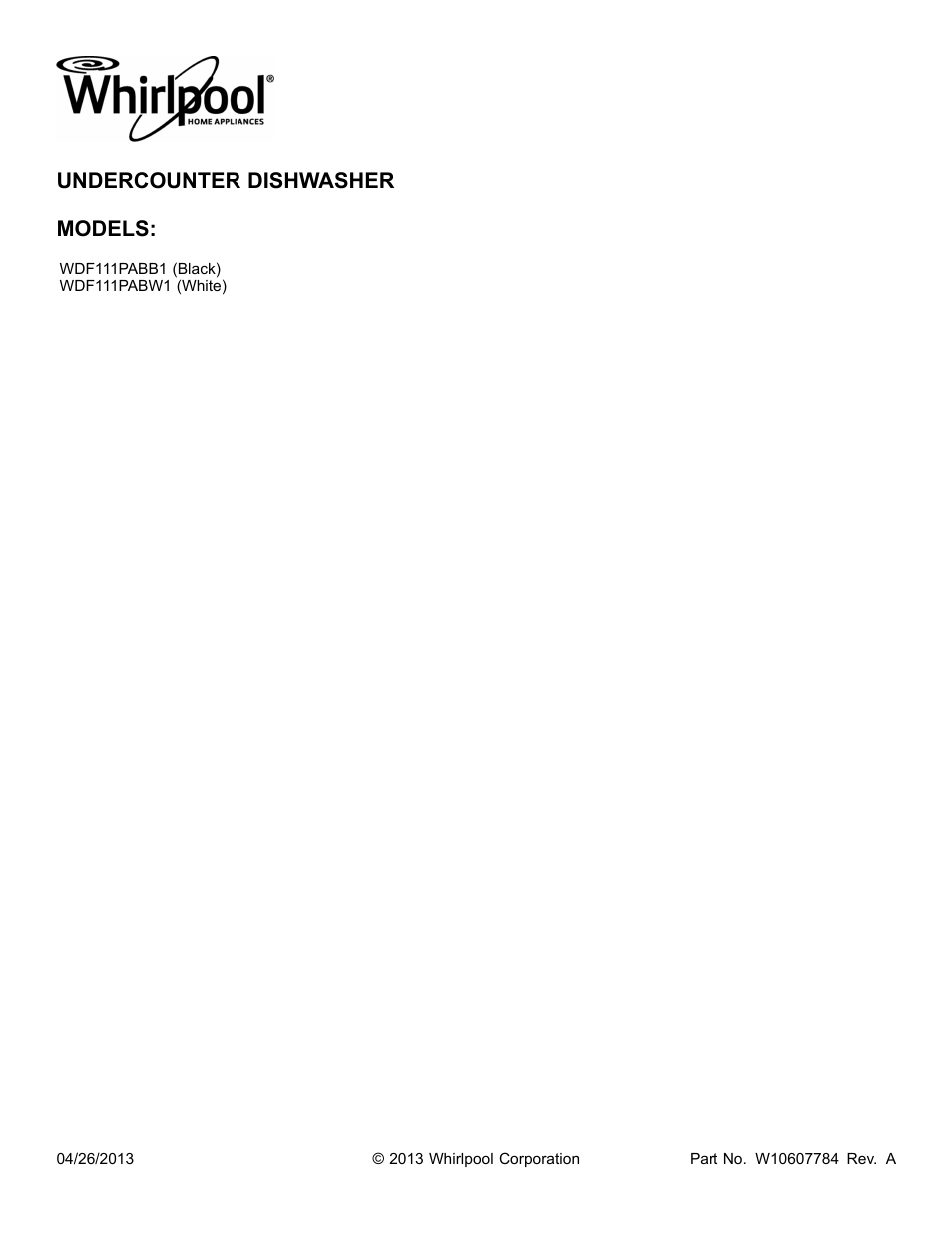 Whirlpool WDF111PABB User Manual | 22 pages