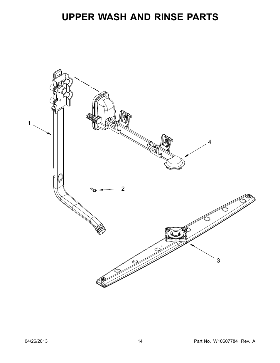 Upper wash and rinse, Upper wash and rinse parts | Whirlpool WDF111PABB User Manual | Page 14 / 22