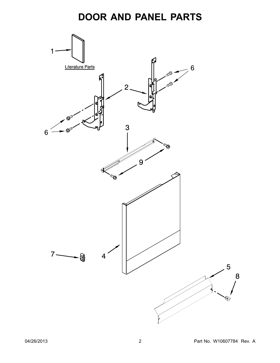 Door and panel, Door and panel parts | Whirlpool WDF111PABB User Manual | Page 2 / 22