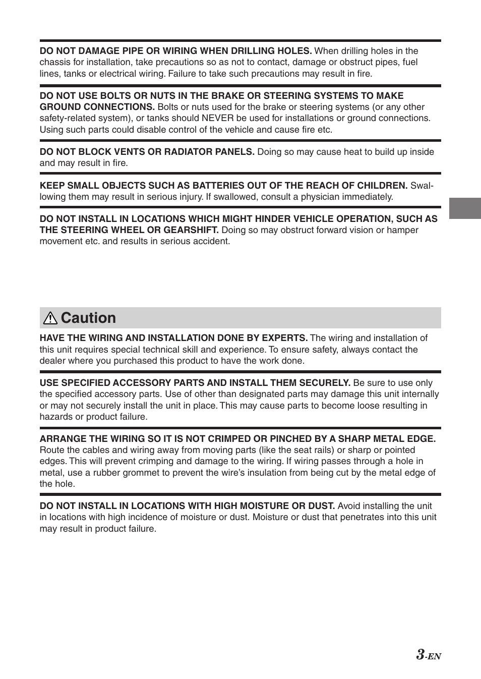 Caution | Alpine Multimedia ManagerTM PXI-H990 User Manual | Page 4 / 16