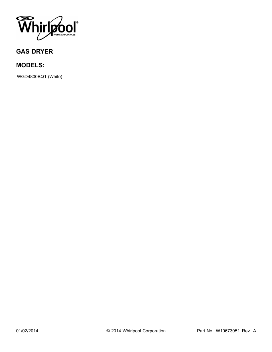 Whirlpool WGD4800BQ User Manual | 10 pages