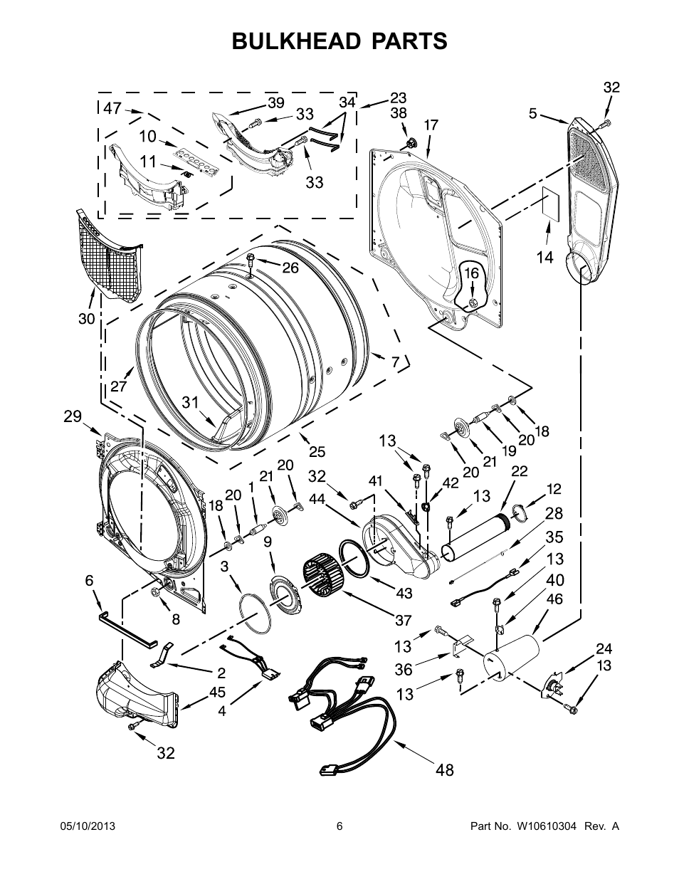 Bulkhead, Bulkhead parts | Whirlpool WGD70HEBW User Manual | Page 6 / 12