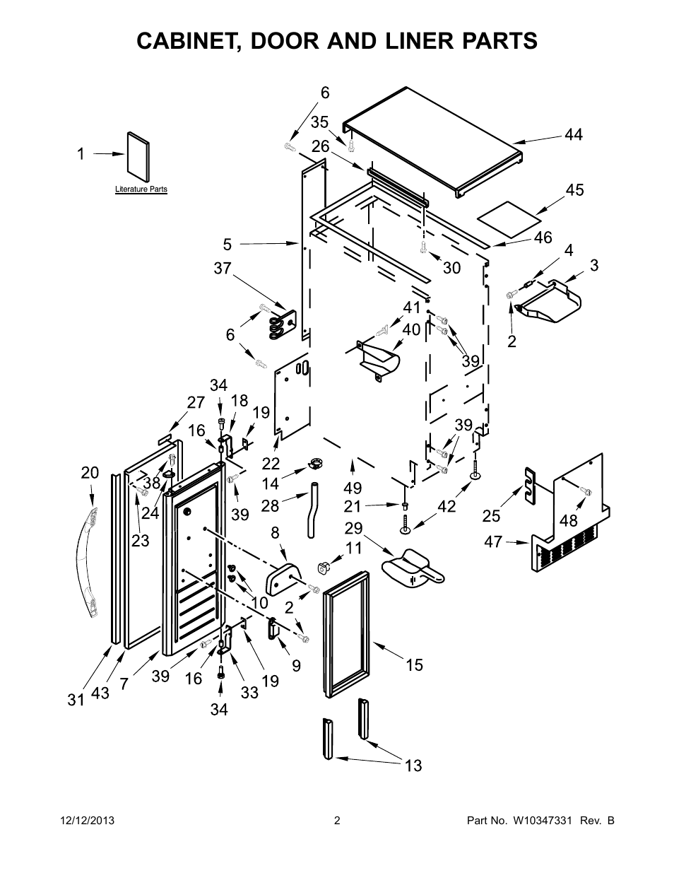 Cabinet, door and liner, Cabinet, door and liner parts | Whirlpool GI15NFLXS User Manual | Page 2 / 12