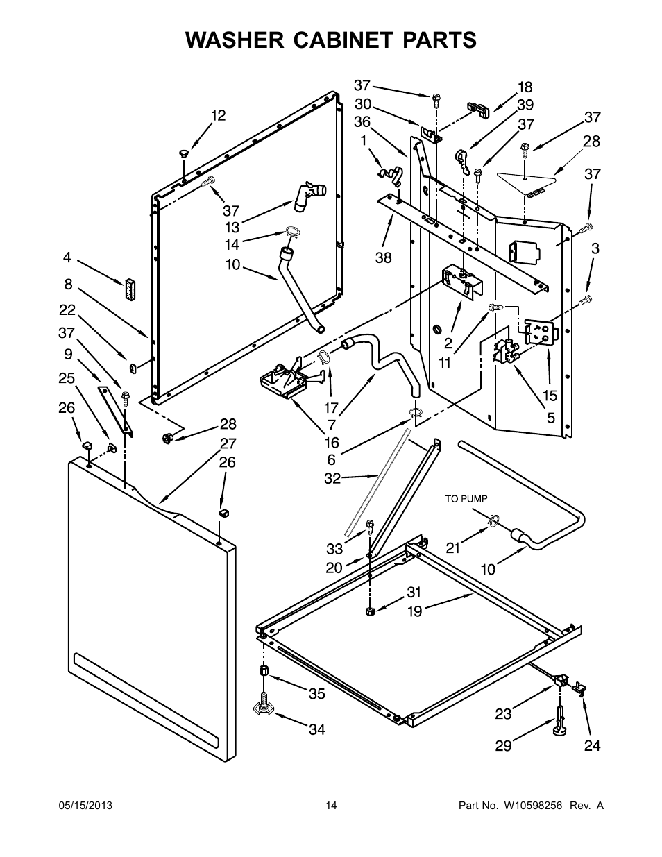 Washer cabinet, Washer cabinet parts | Whirlpool WGT3300XQ User Manual | Page 14 / 30