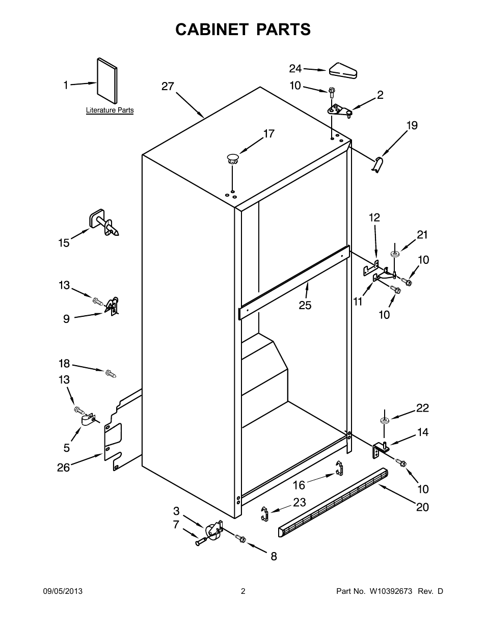 Cabinet, Cabinet parts | Whirlpool WRT138TFYB User Manual | Page 2 / 12