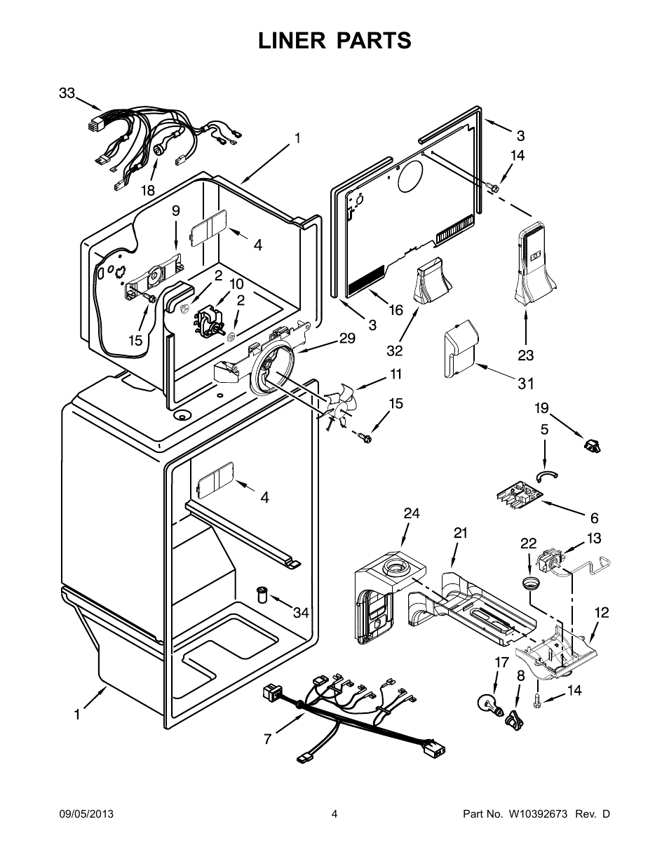 Liner, Liner parts | Whirlpool WRT138TFYB User Manual | Page 4 / 12