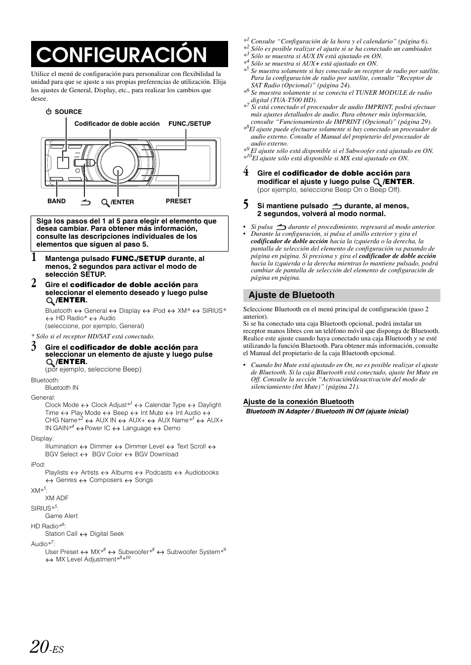 Configuración, Ajuste de bluetooth, Ajuste de la conexión bluetooth | Alpine IDA-X100 User Manual | Page 118 / 143