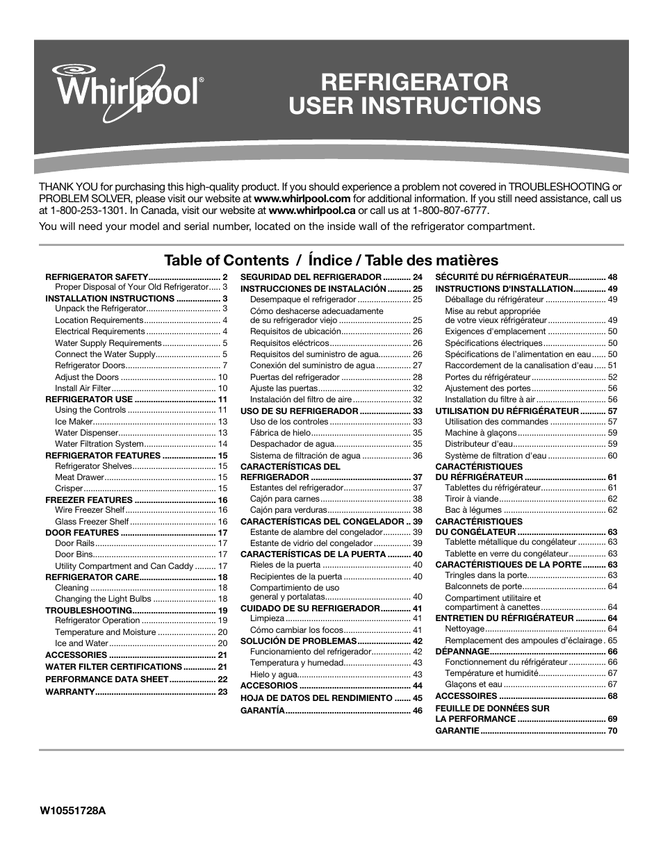 Whirlpool WRT771REYB User Manual | 72 pages