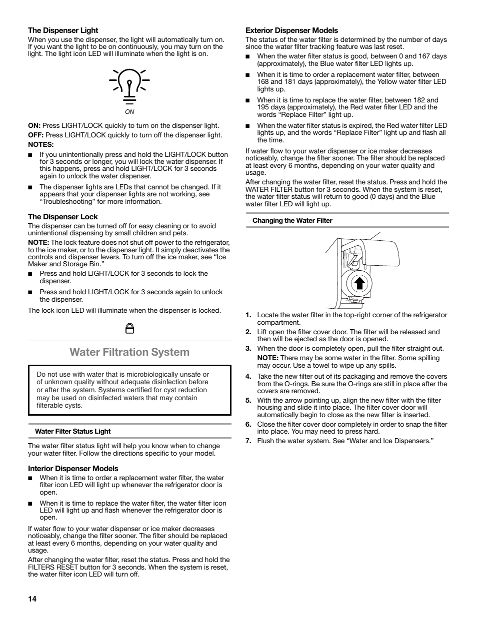 Water filtration system | Whirlpool WRT771REYB User Manual | Page 14 / 72
