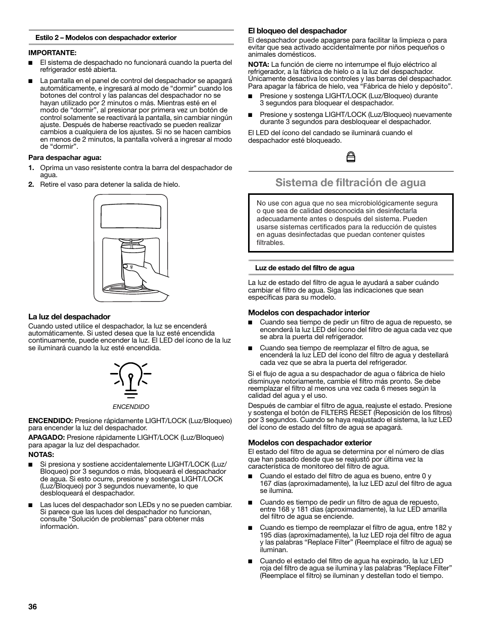 Sistema de filtración de agua | Whirlpool WRT771REYB User Manual | Page 36 / 72