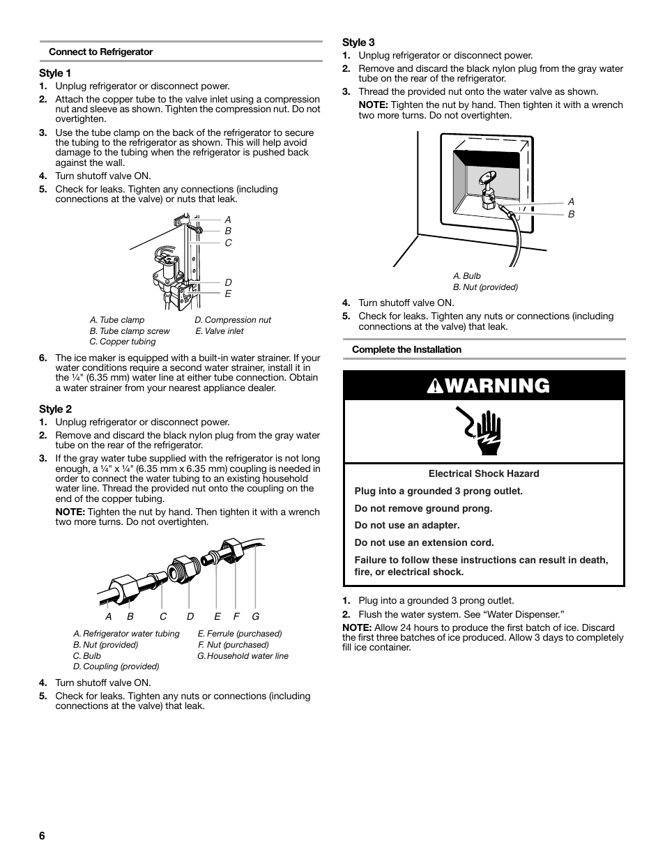 Warning | Whirlpool WRT771REYB User Manual | Page 6 / 72