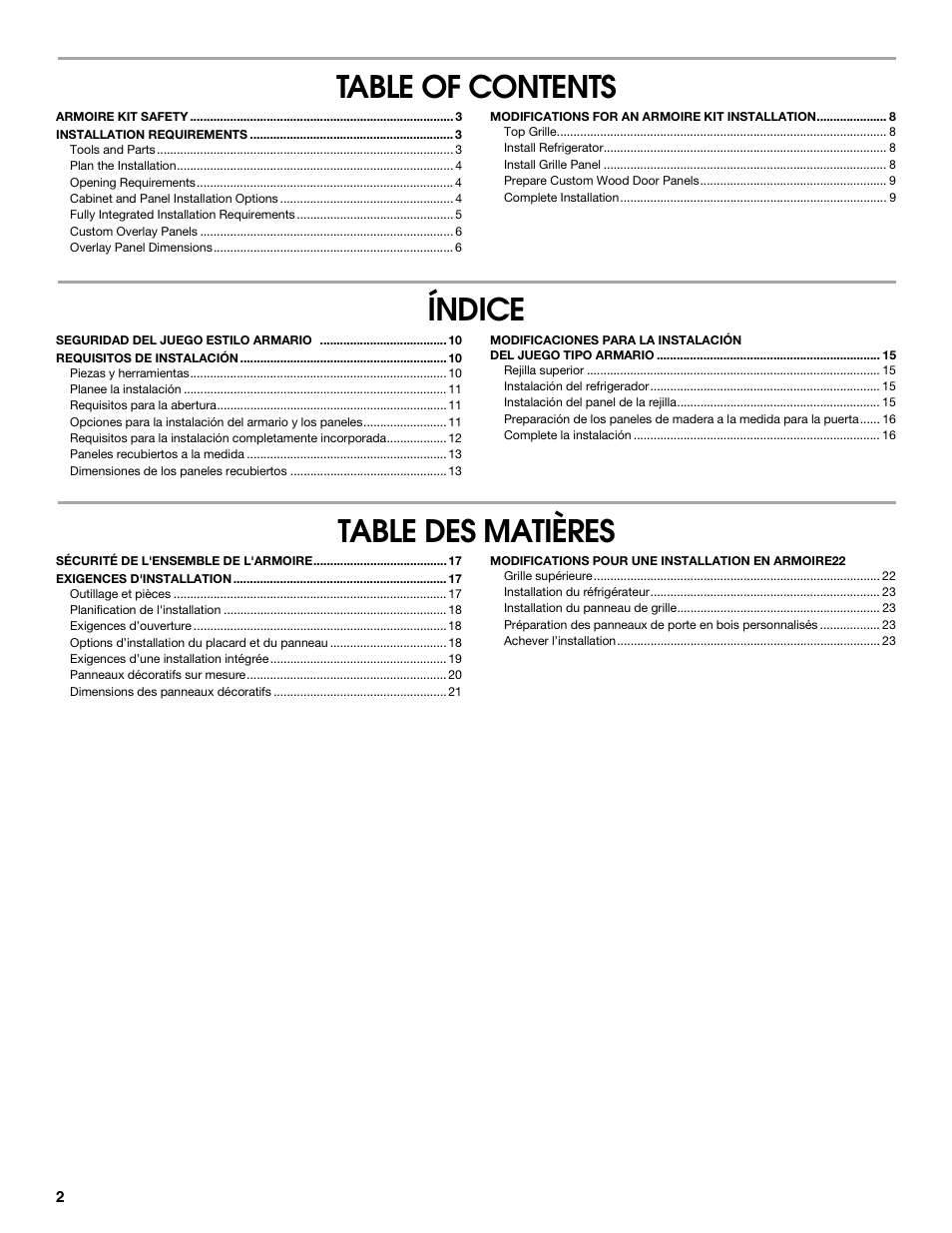 Whirlpool W10292391 User Manual | Page 2 / 24