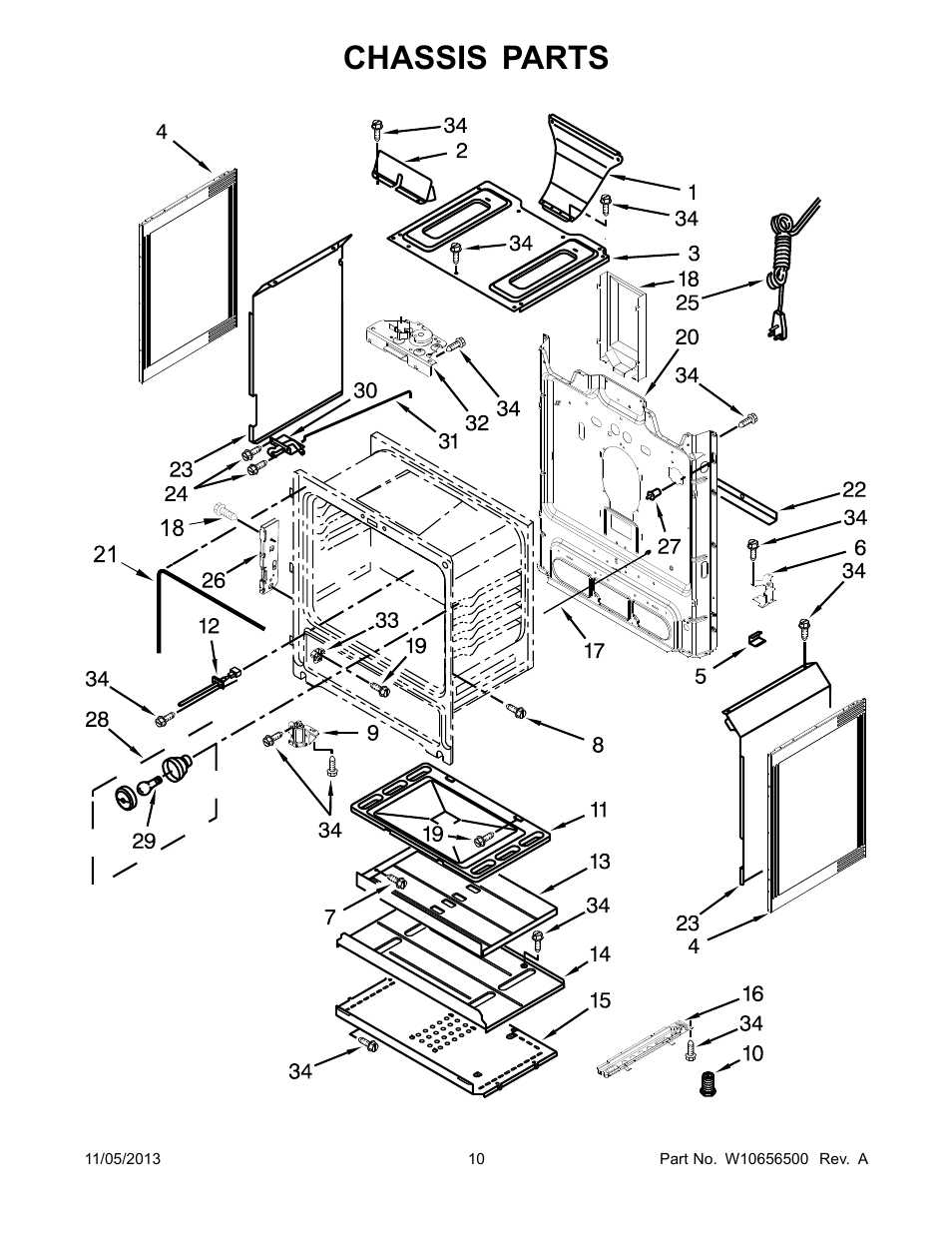 Chassis, Chassis parts | Whirlpool WFG510S0AS User Manual | Page 10 / 14
