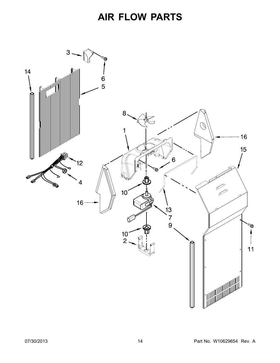 Air flow, Air flow parts | Whirlpool WRS325FNAM User Manual | Page 14 / 20