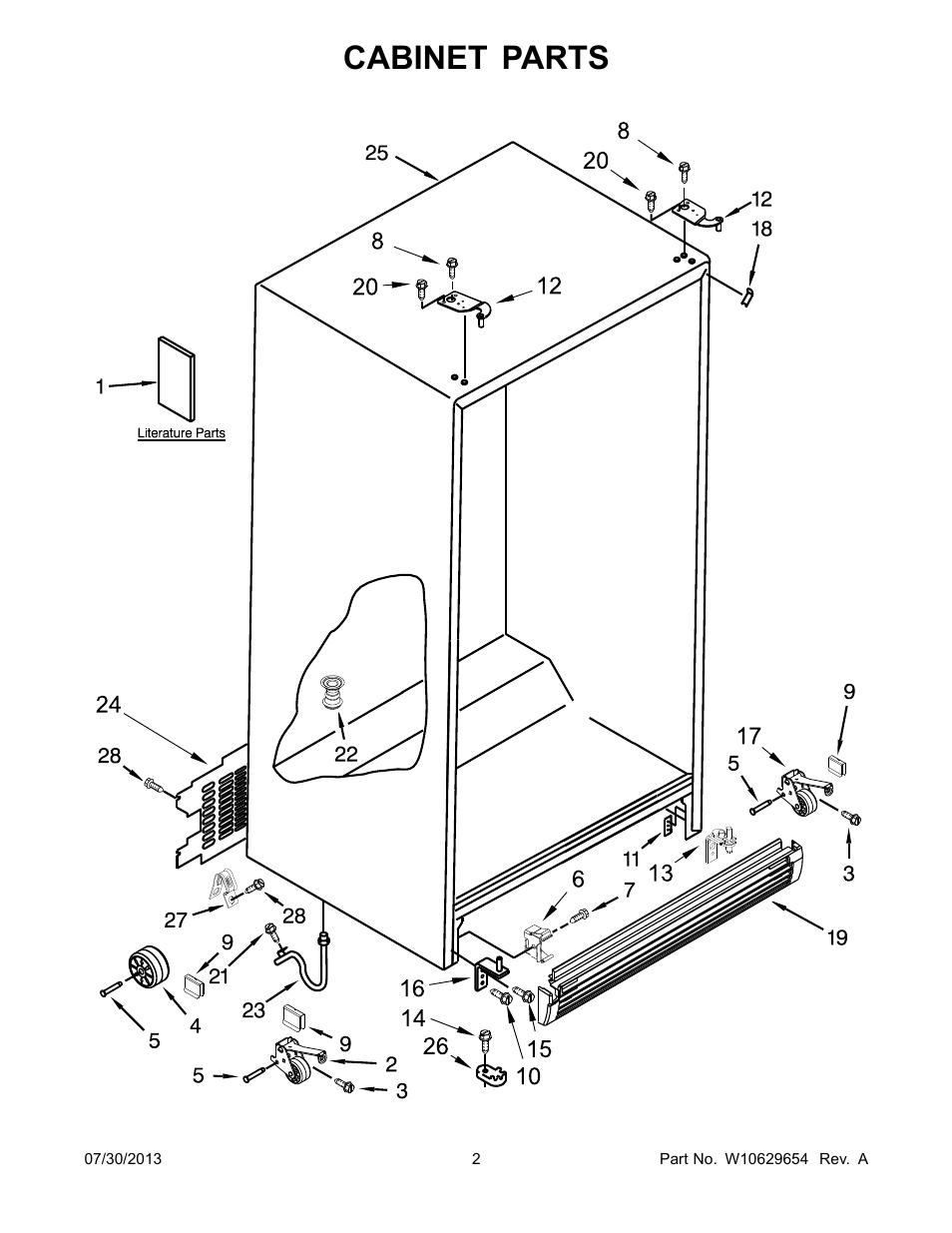 Cabinet, Cabinet parts | Whirlpool WRS325FNAM User Manual | Page 2 / 20