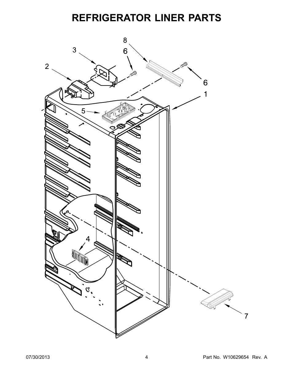 Refrigerator liner, Refrigerator liner parts | Whirlpool WRS325FNAM User Manual | Page 4 / 20