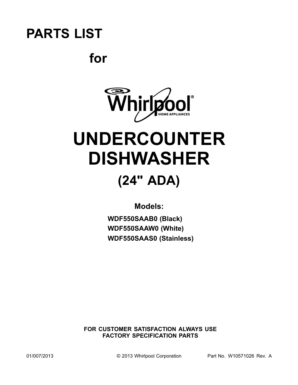 Whirlpool WDF550SAAS User Manual | 14 pages