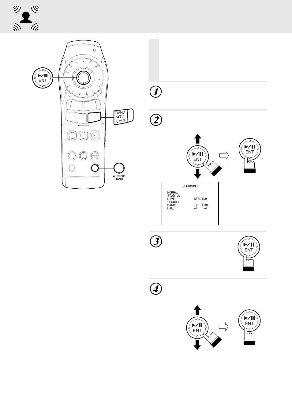 Adjusting the surround settings, Press “ent | Alpine DVA-5205P User Manual | Page 42 / 72