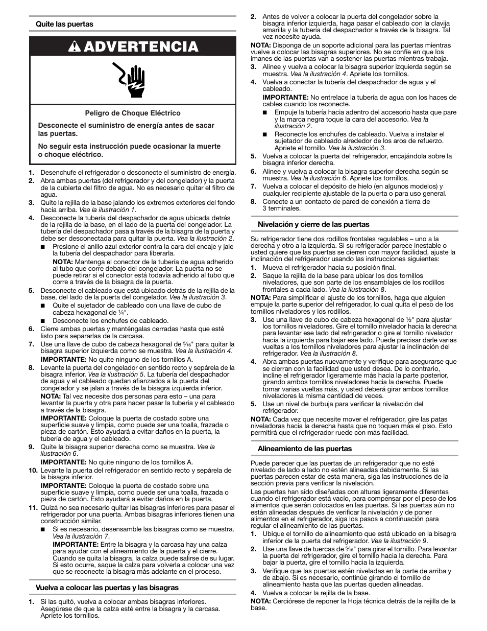 Advertencia | Whirlpool WRS325FDAM User Manual | Page 5 / 8