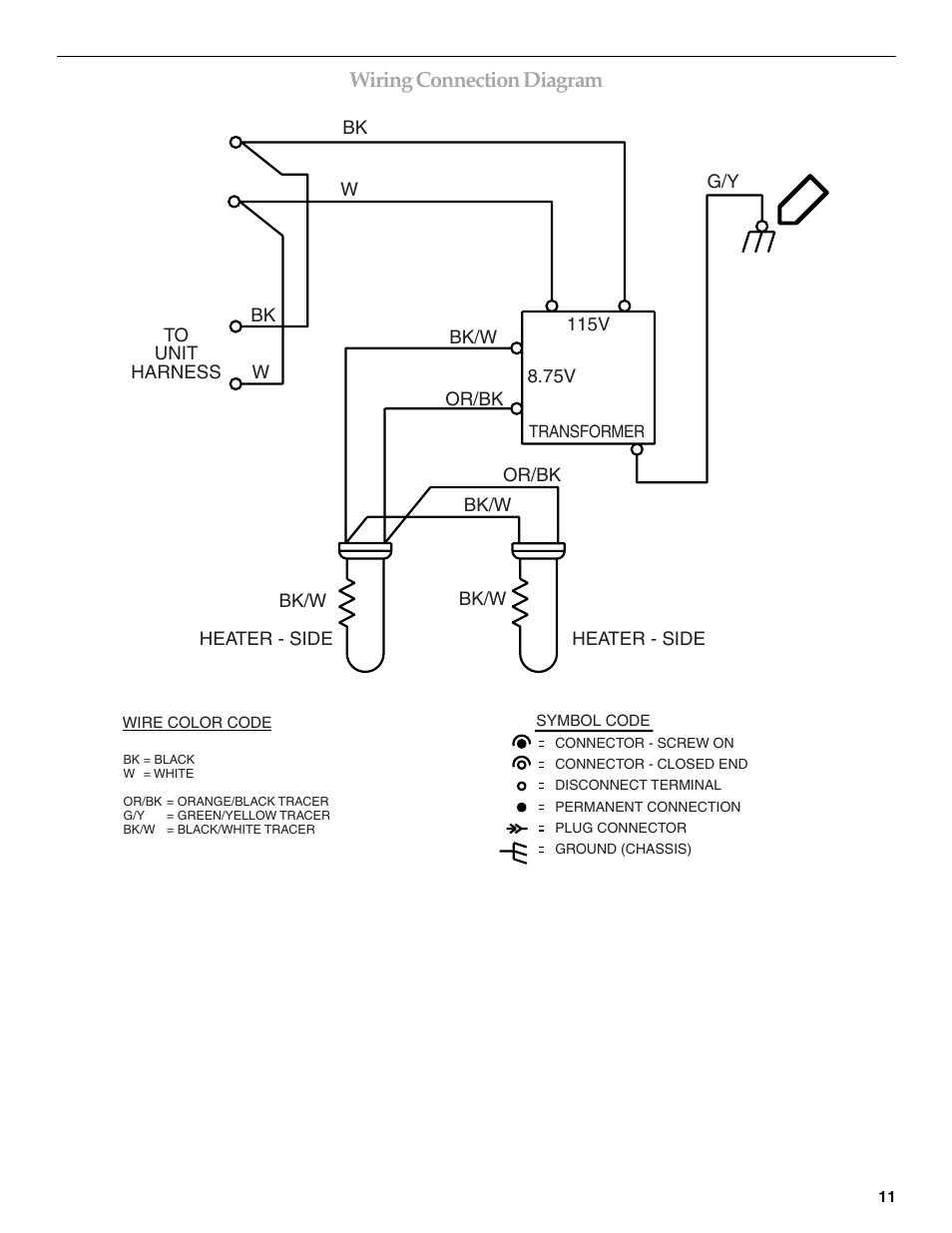 Wiring connection diagram | Whirlpool W10153554 User Manual | Page 11 / 32