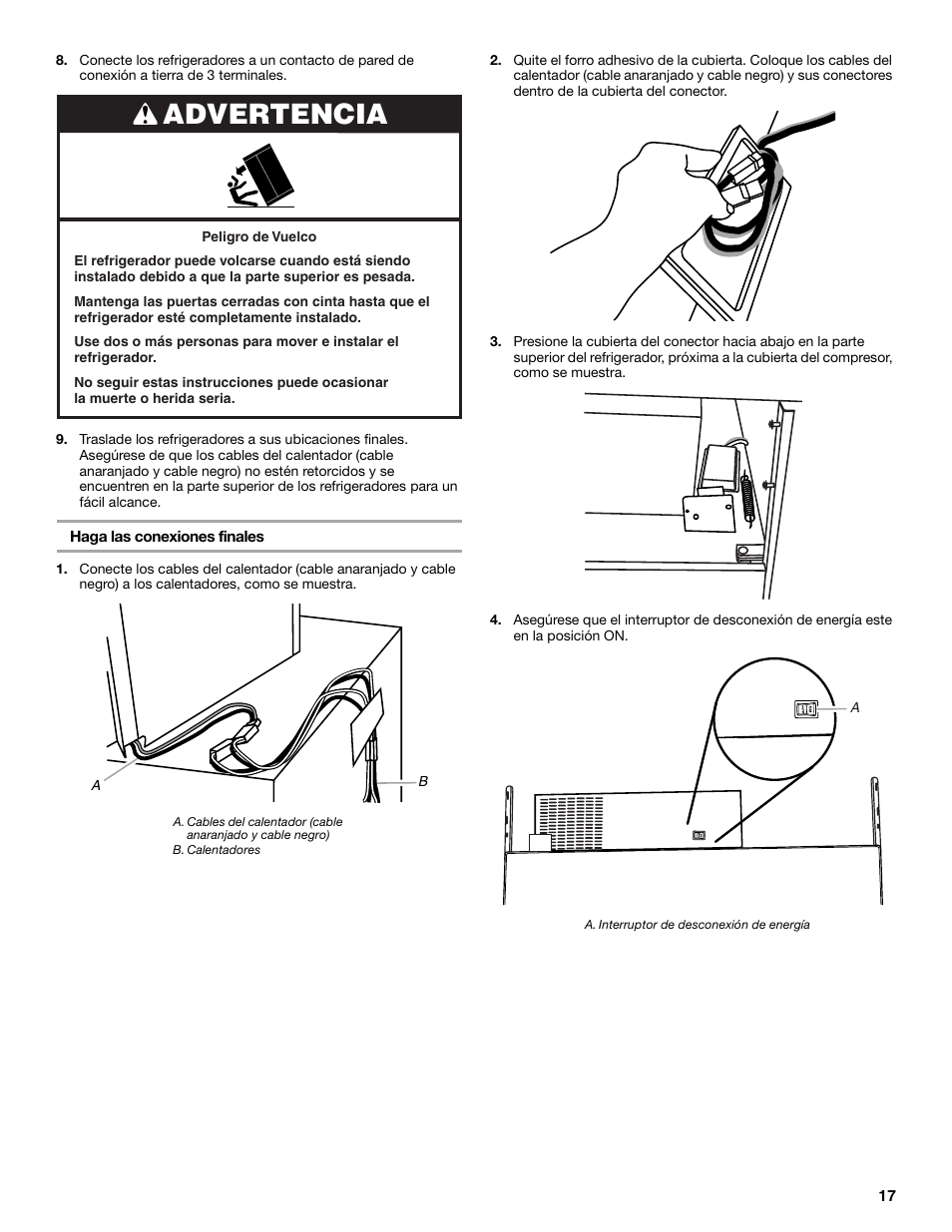 Advertencia | Whirlpool W10153554 User Manual | Page 17 / 32