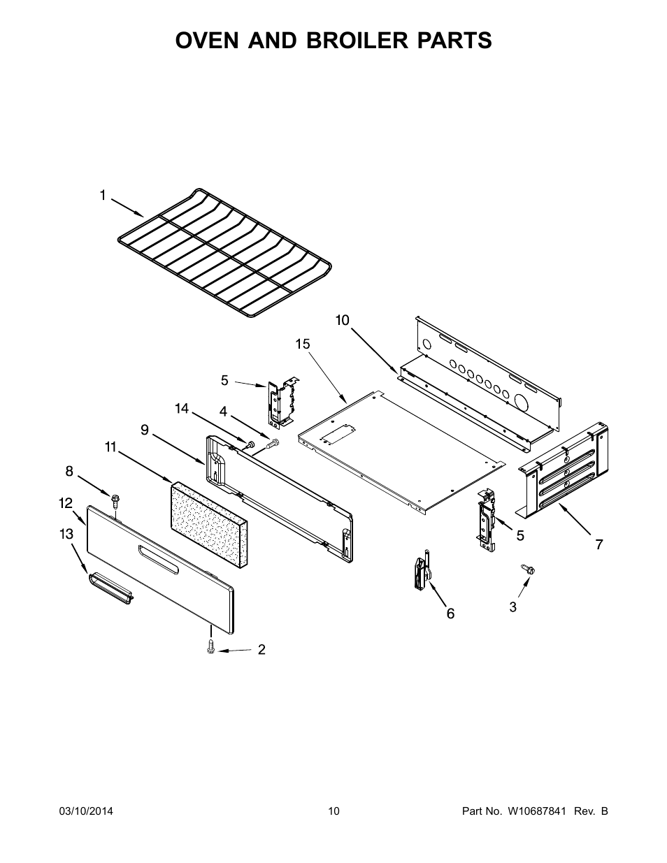 Oven and broiler, Oven and broiler parts | Whirlpool WFG320M0BS User Manual | Page 10 / 14