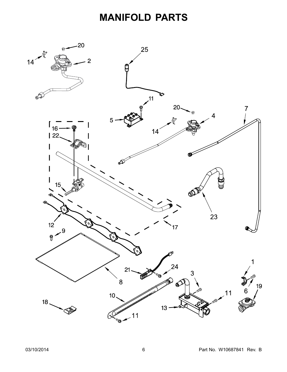 Manifold, Manifold parts | Whirlpool WFG320M0BS User Manual | Page 6 / 14