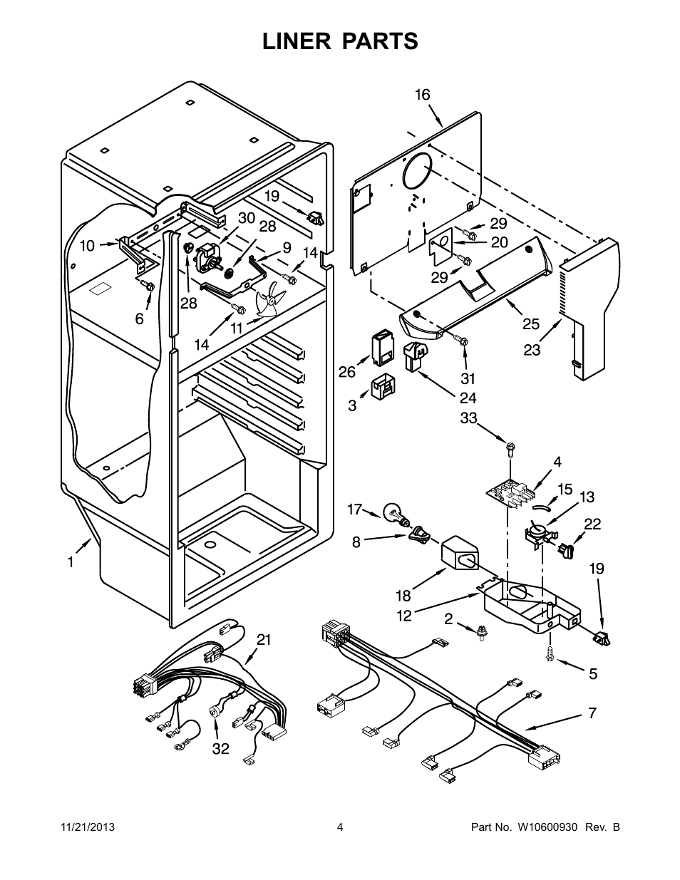 Liner, Liner parts | Whirlpool W8RXEGMWS User Manual | Page 4 / 14