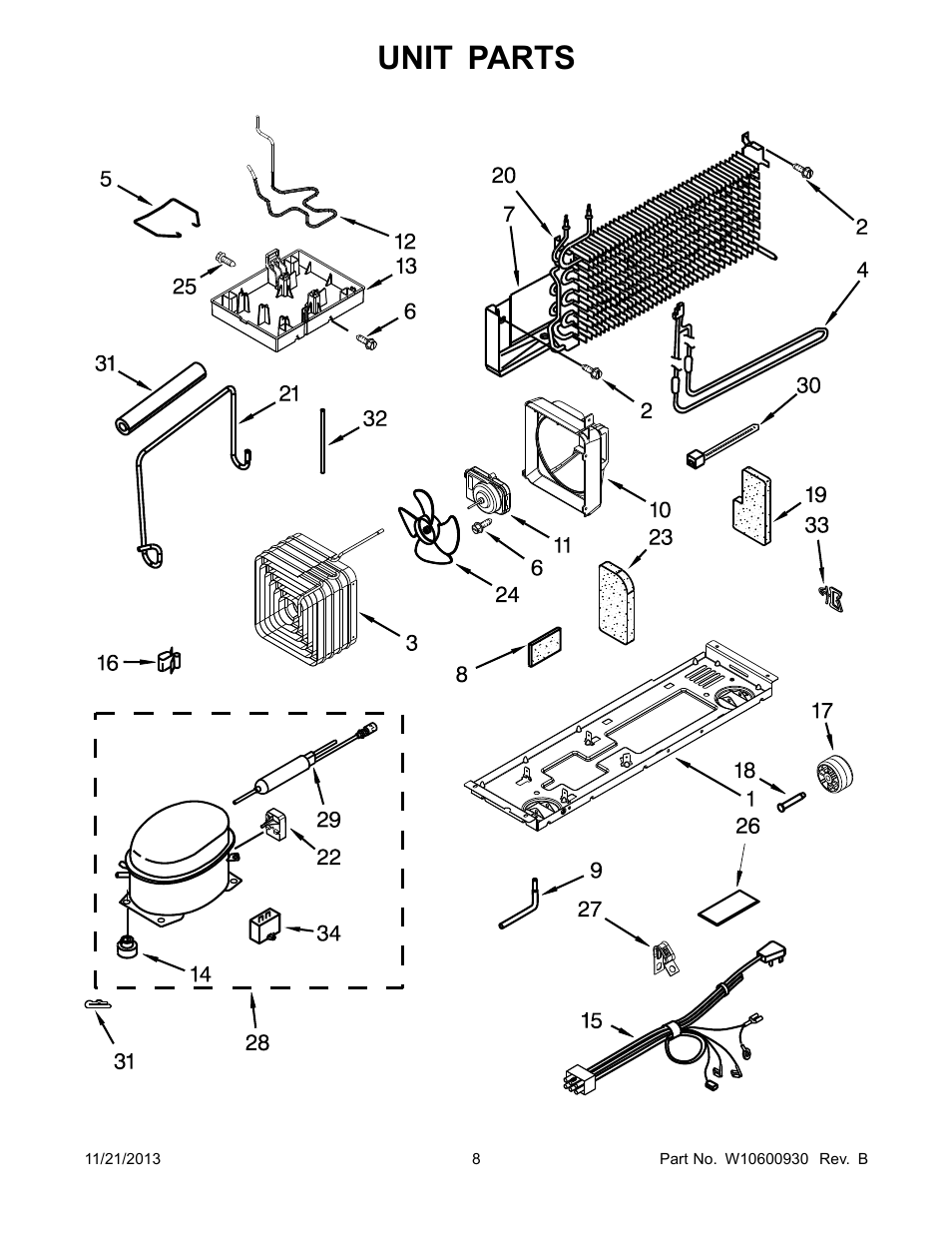 Unit, Unit parts | Whirlpool W8RXEGMWS User Manual | Page 8 / 14