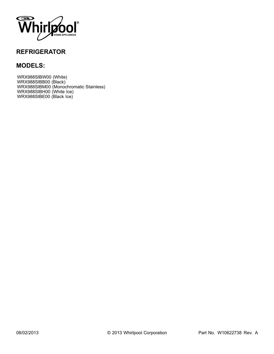 Whirlpool WRX988SIBM User Manual | 22 pages