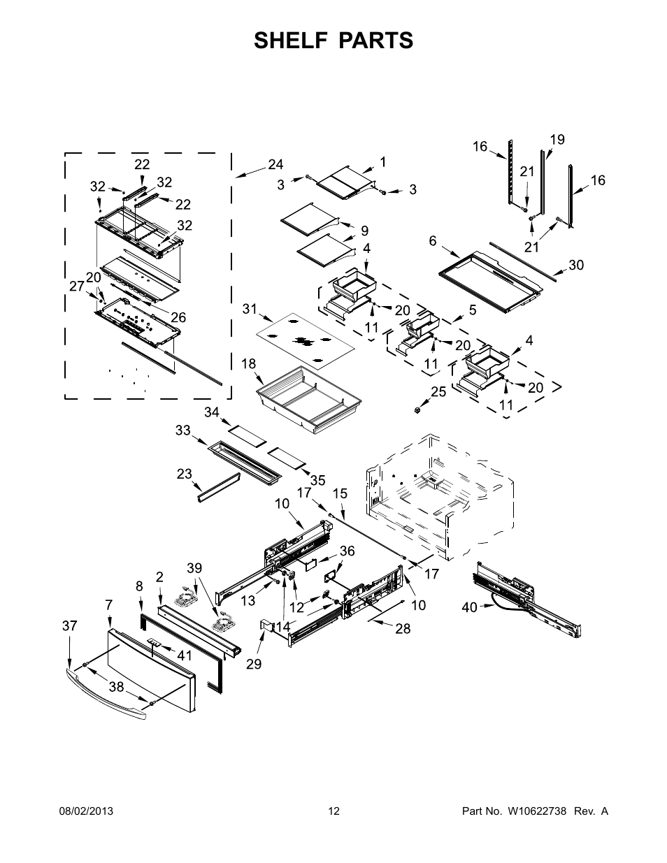 Shelf, Shelf parts | Whirlpool WRX988SIBM User Manual | Page 12 / 22