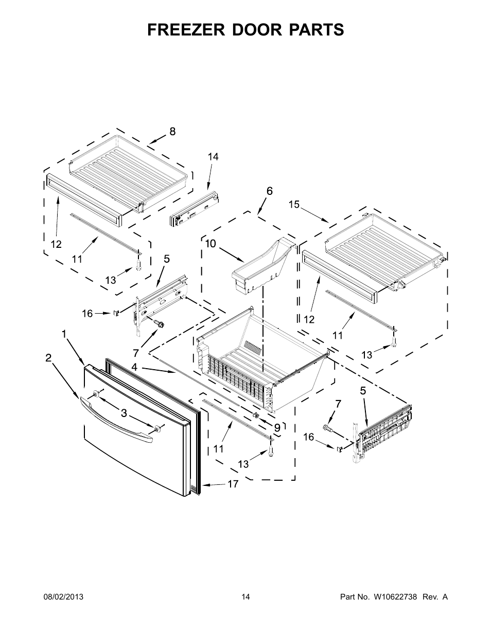 Freezer door, Freezer door parts | Whirlpool WRX988SIBM User Manual | Page 14 / 22