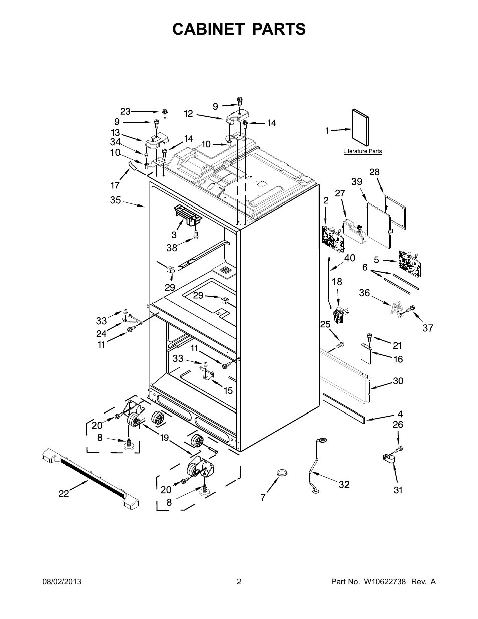 Cabinet, Cabinet parts | Whirlpool WRX988SIBM User Manual | Page 2 / 22