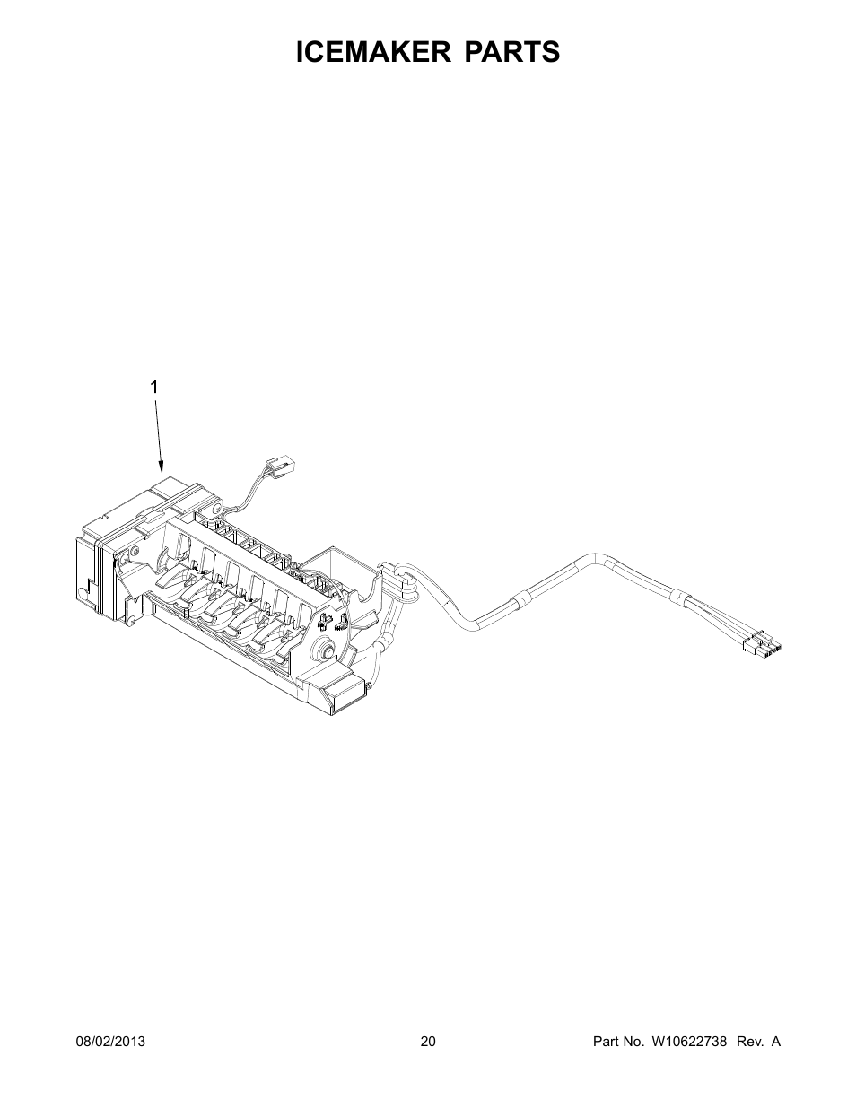 Icemaker, Icemaker parts | Whirlpool WRX988SIBM User Manual | Page 20 / 22