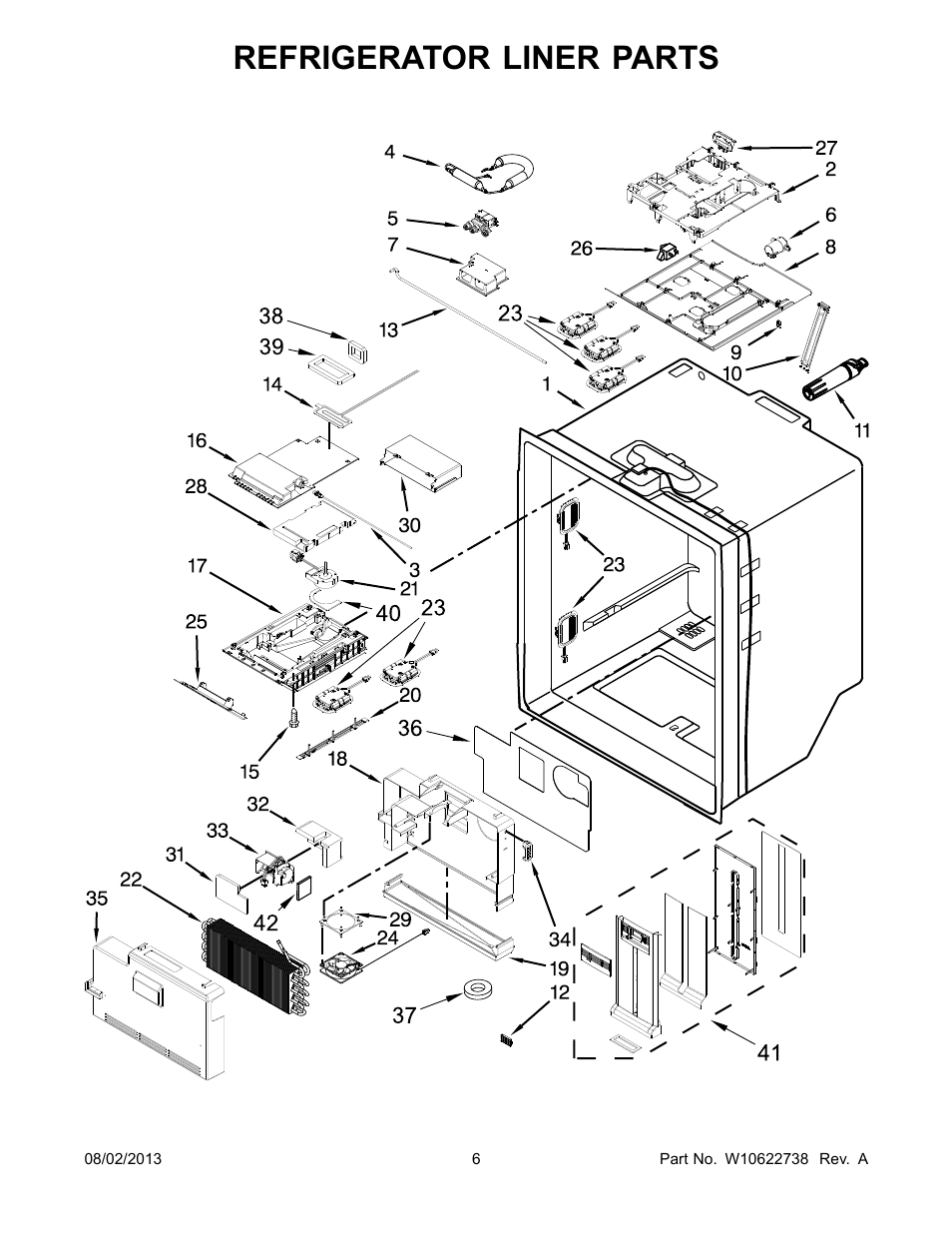 Refrigerator liner, Refrigerator liner parts | Whirlpool WRX988SIBM User Manual | Page 6 / 22