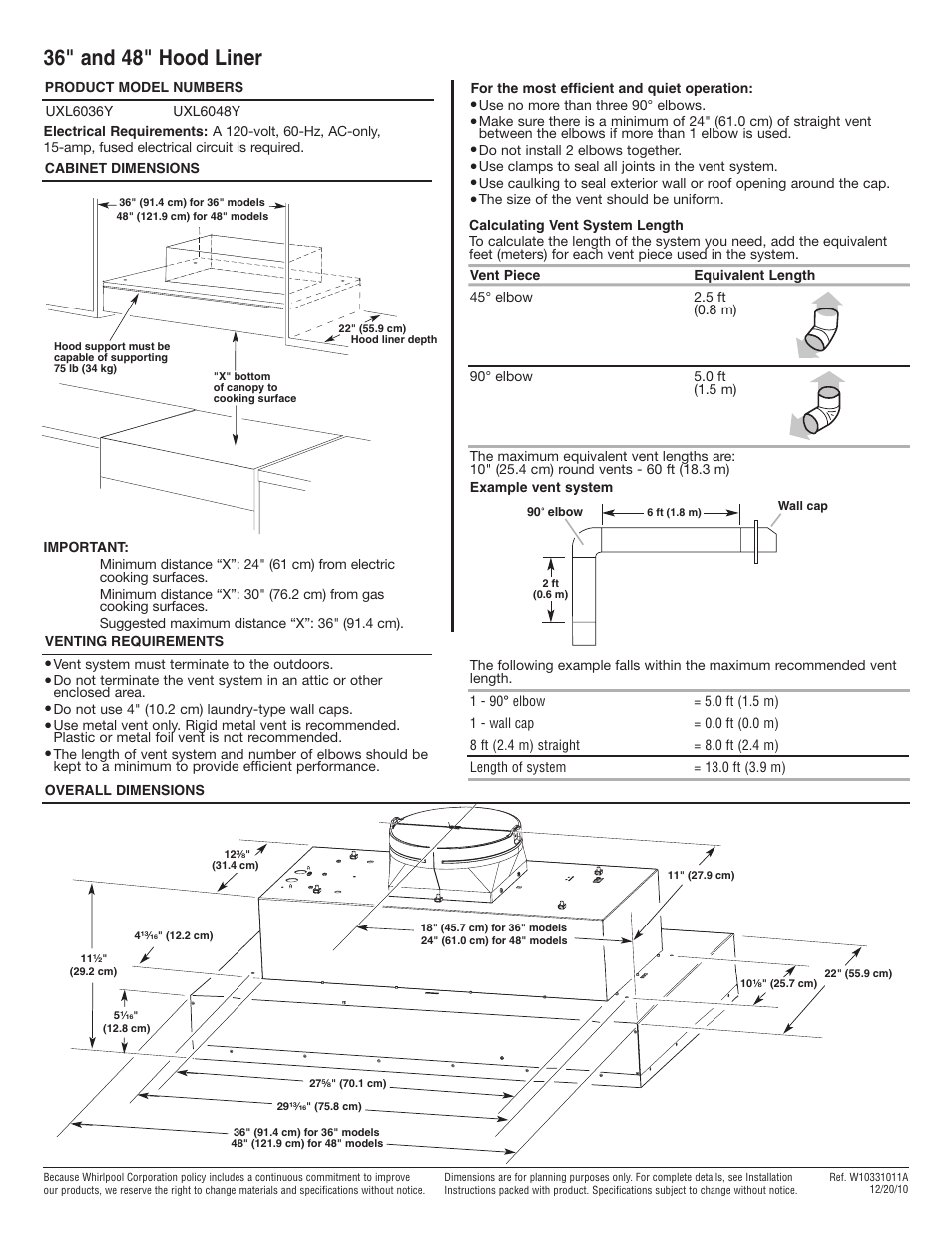 Whirlpool UXL6036YSS User Manual | 1 page