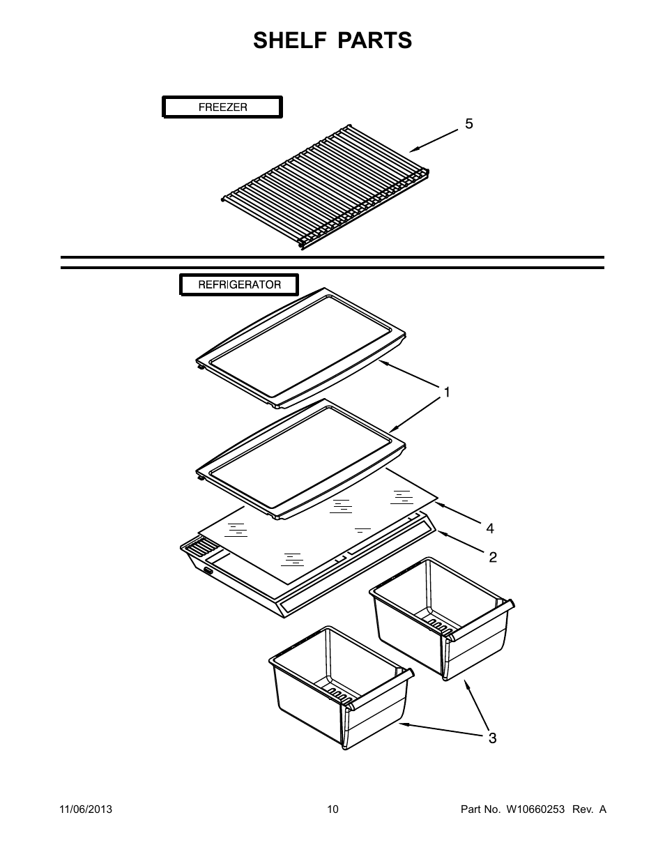 Shelf, Shelf parts | Whirlpool W8TXEGFYQ User Manual | Page 10 / 12