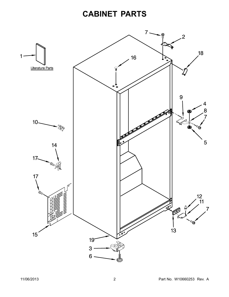 Cabinet, Cabinet parts | Whirlpool W8TXEGFYQ User Manual | Page 2 / 12