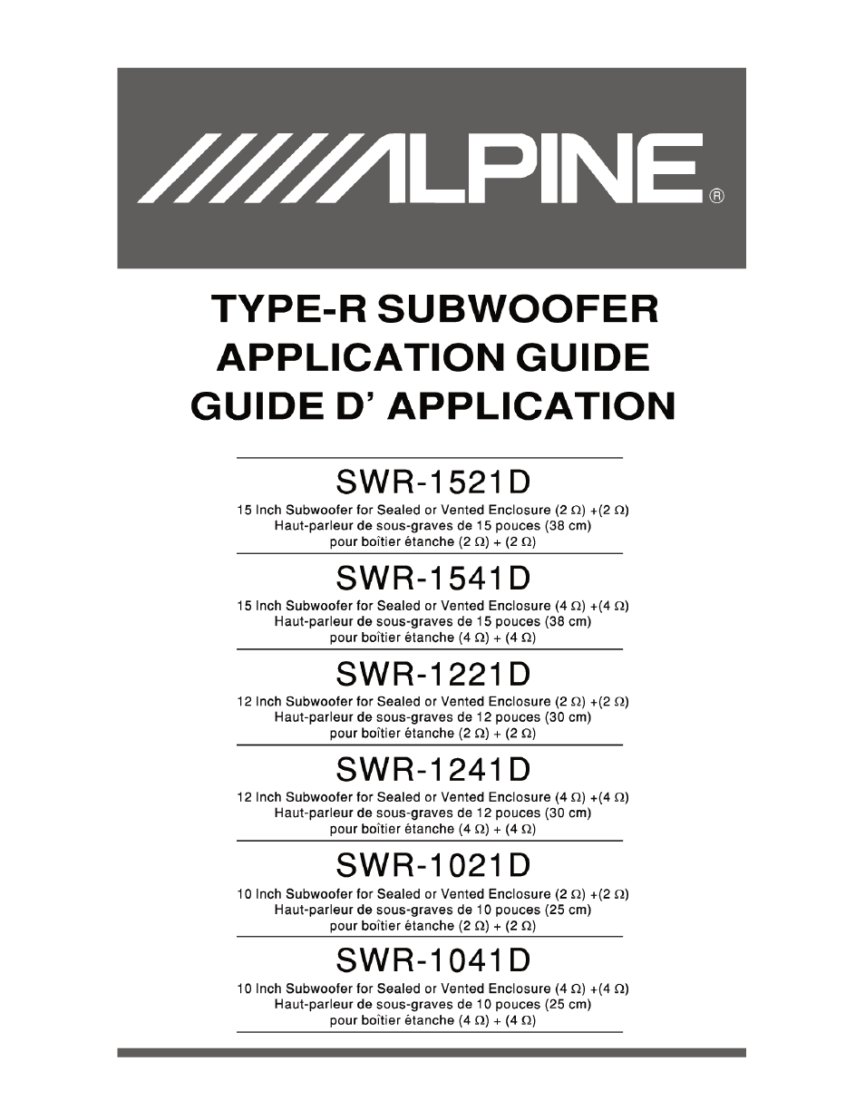 Alpine SWR-1241D User Manual | 4 pages