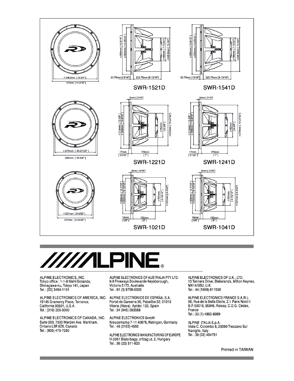 Y^^lpine | Alpine SWR-1241D User Manual | Page 4 / 4