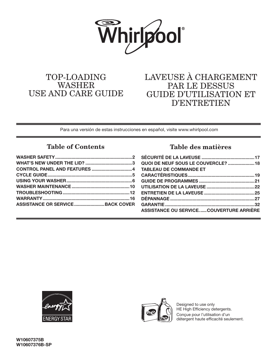 Whirlpool WTW4850BW User Manual | 36 pages