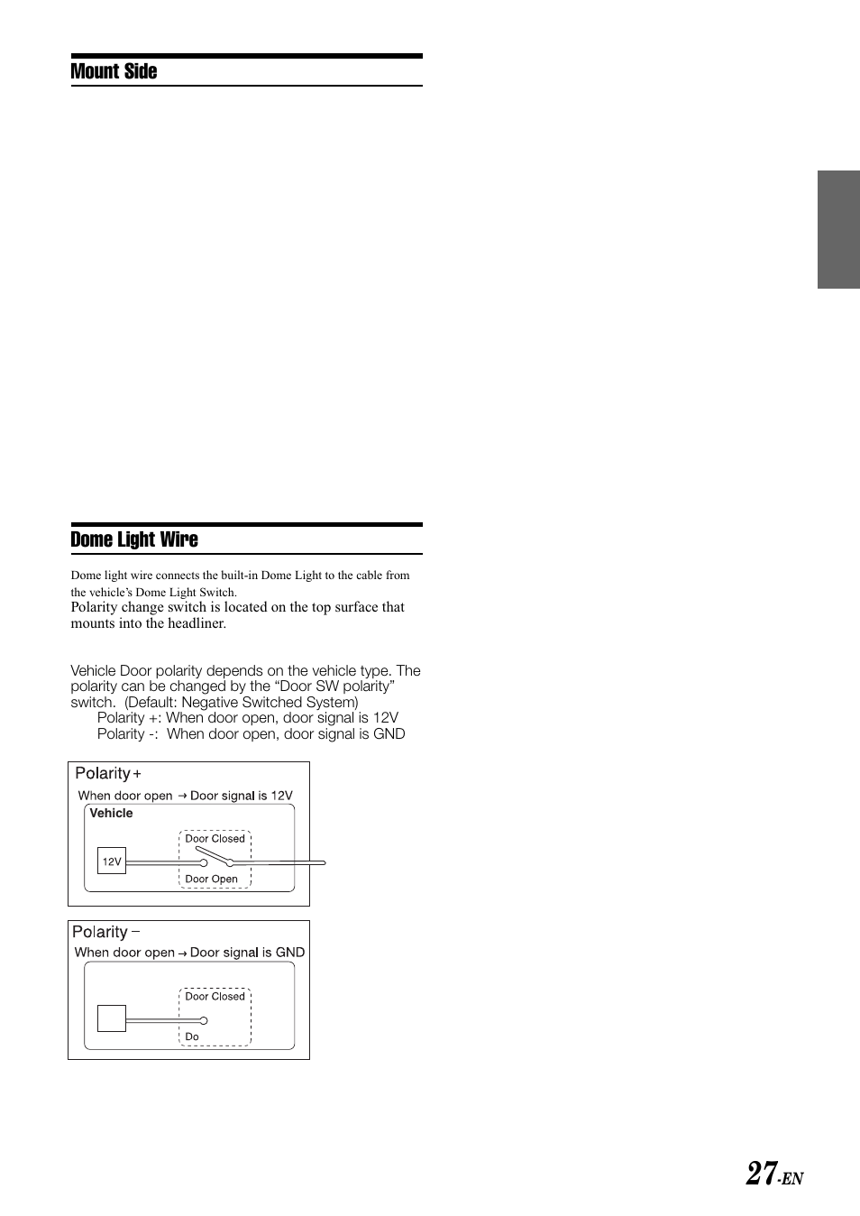 Mount side dome light wire | Alpine PKG-RSE2 User Manual | Page 29 / 36