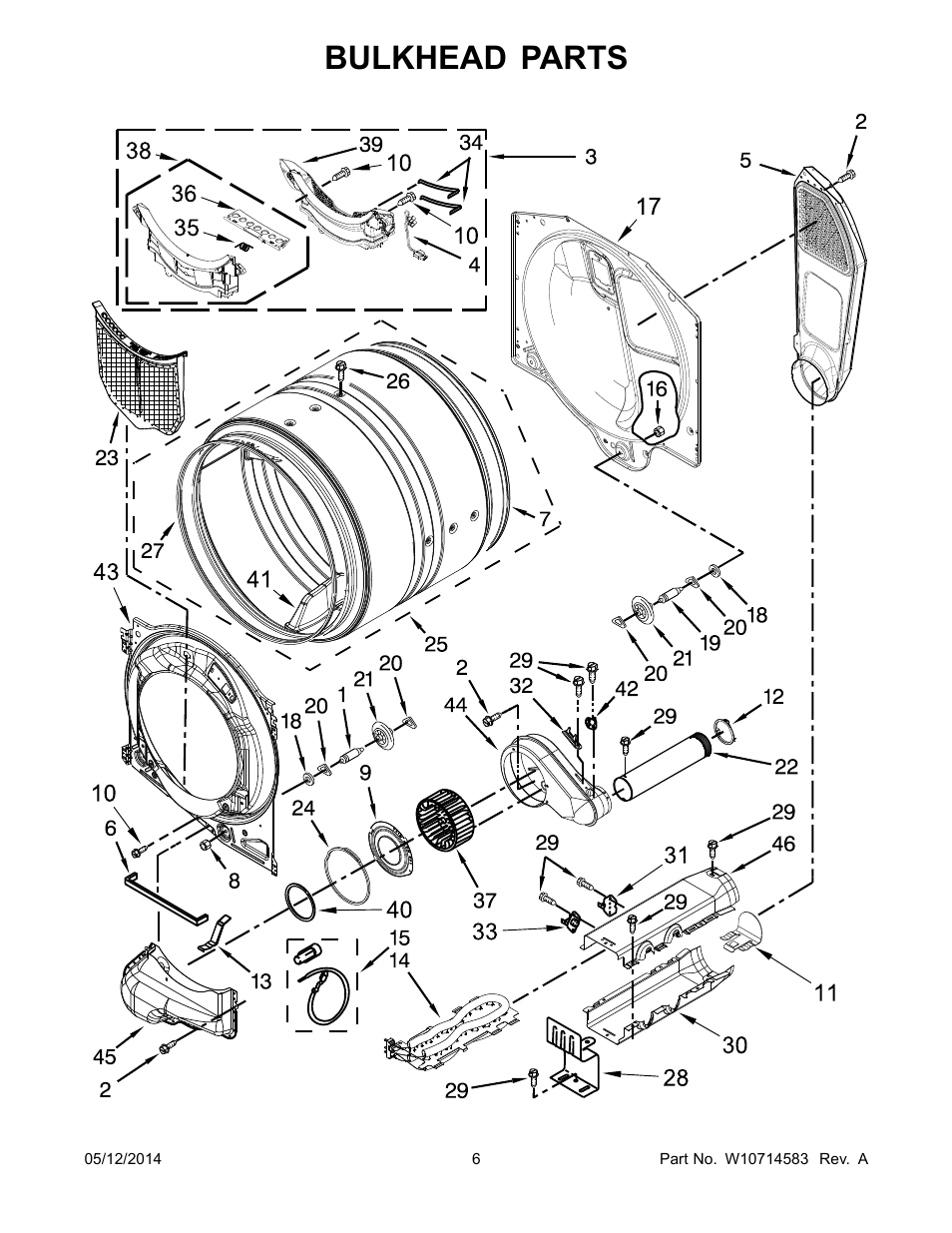 Bulkhead parts | Whirlpool WED71HEDW User Manual | Page 6 / 10