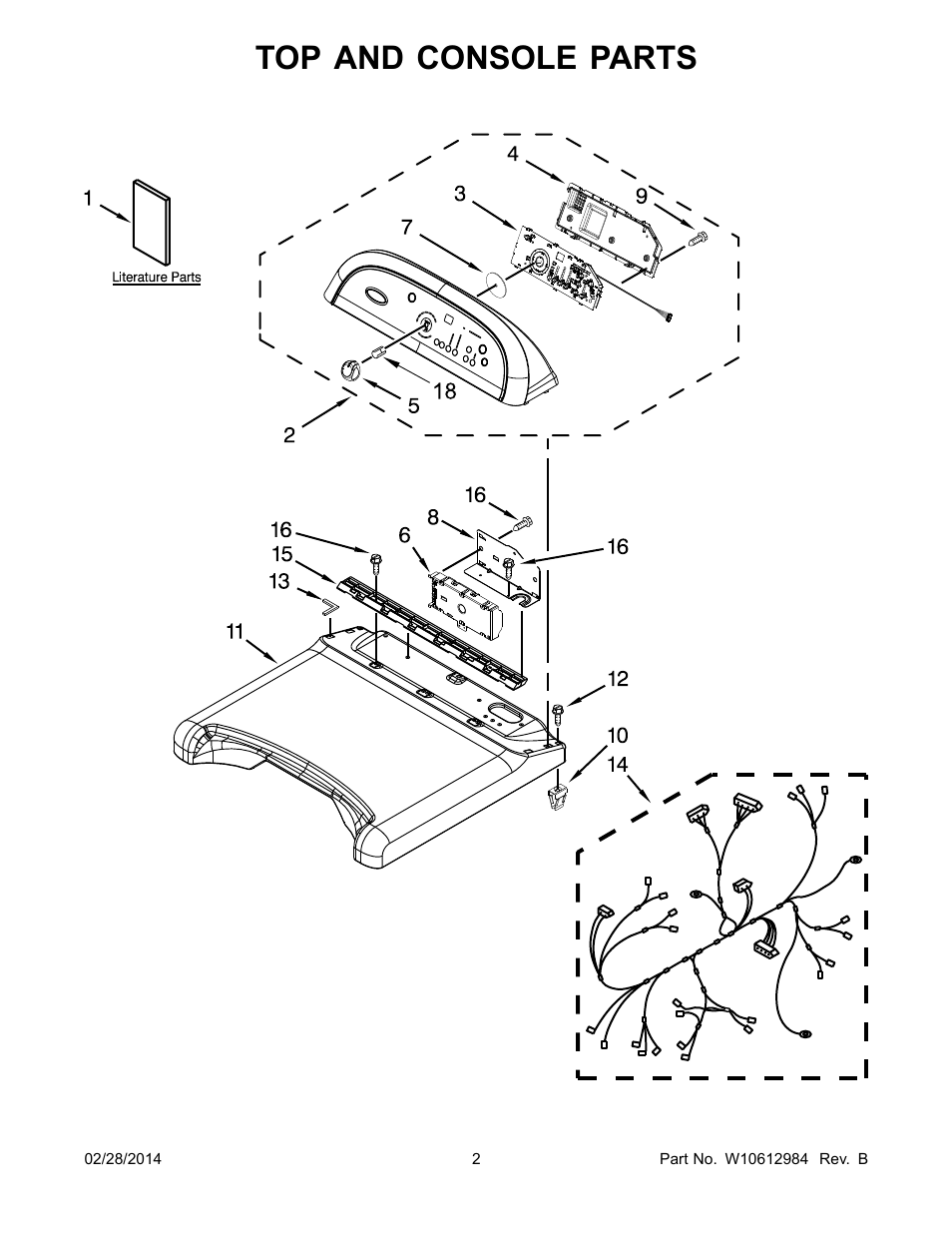 Top and console parts | Whirlpool WED8900BW User Manual | Page 2 / 8