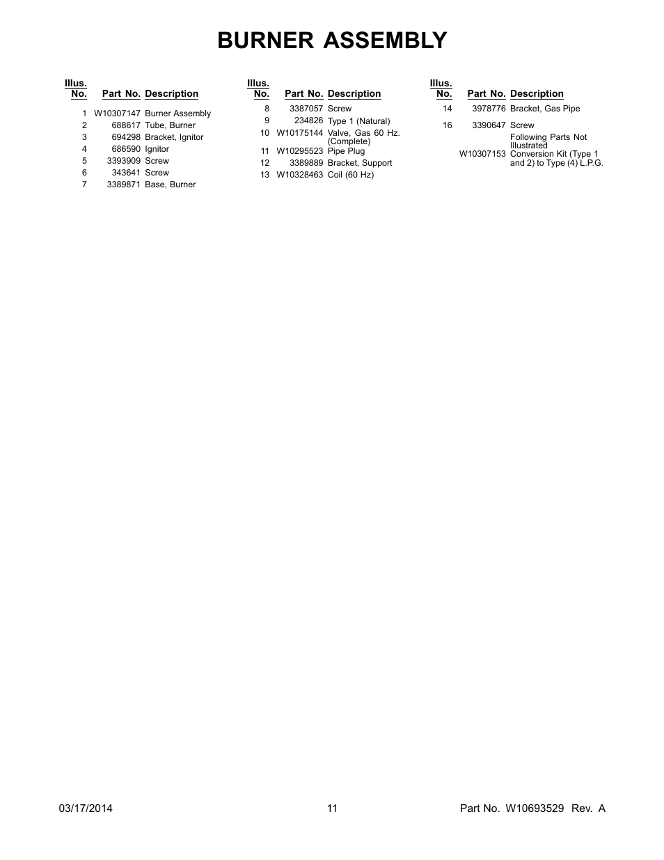 Burner assembly | Whirlpool WGD72HEDW User Manual | Page 11 / 12