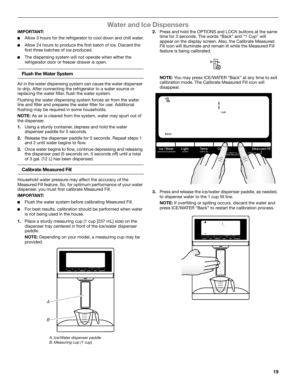Water and ice dispensers | Whirlpool WRX988SIBM User Manual | Page 19 / 96